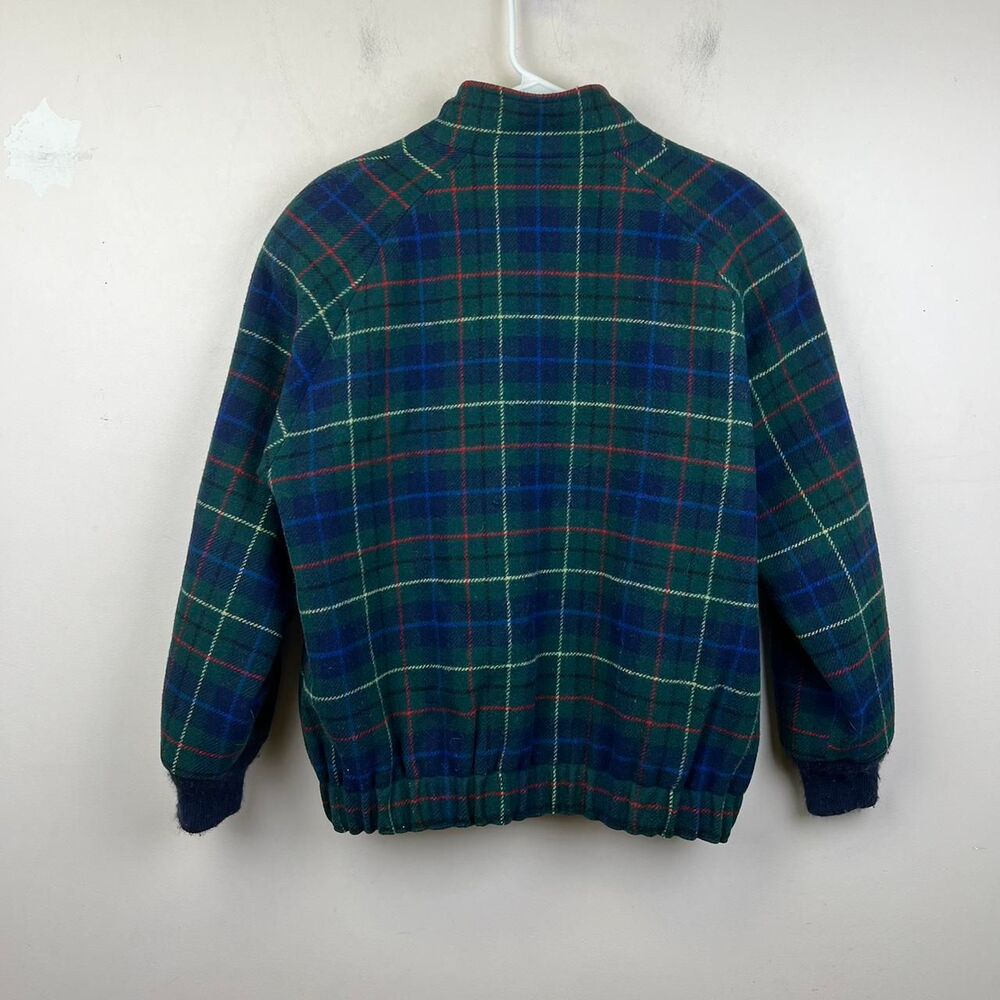 Vintage 90s Pendleton Womens 100% Wool Plaid Bomber Jacket Blue Green Size S - Picture 2 of 6